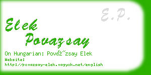 elek povazsay business card